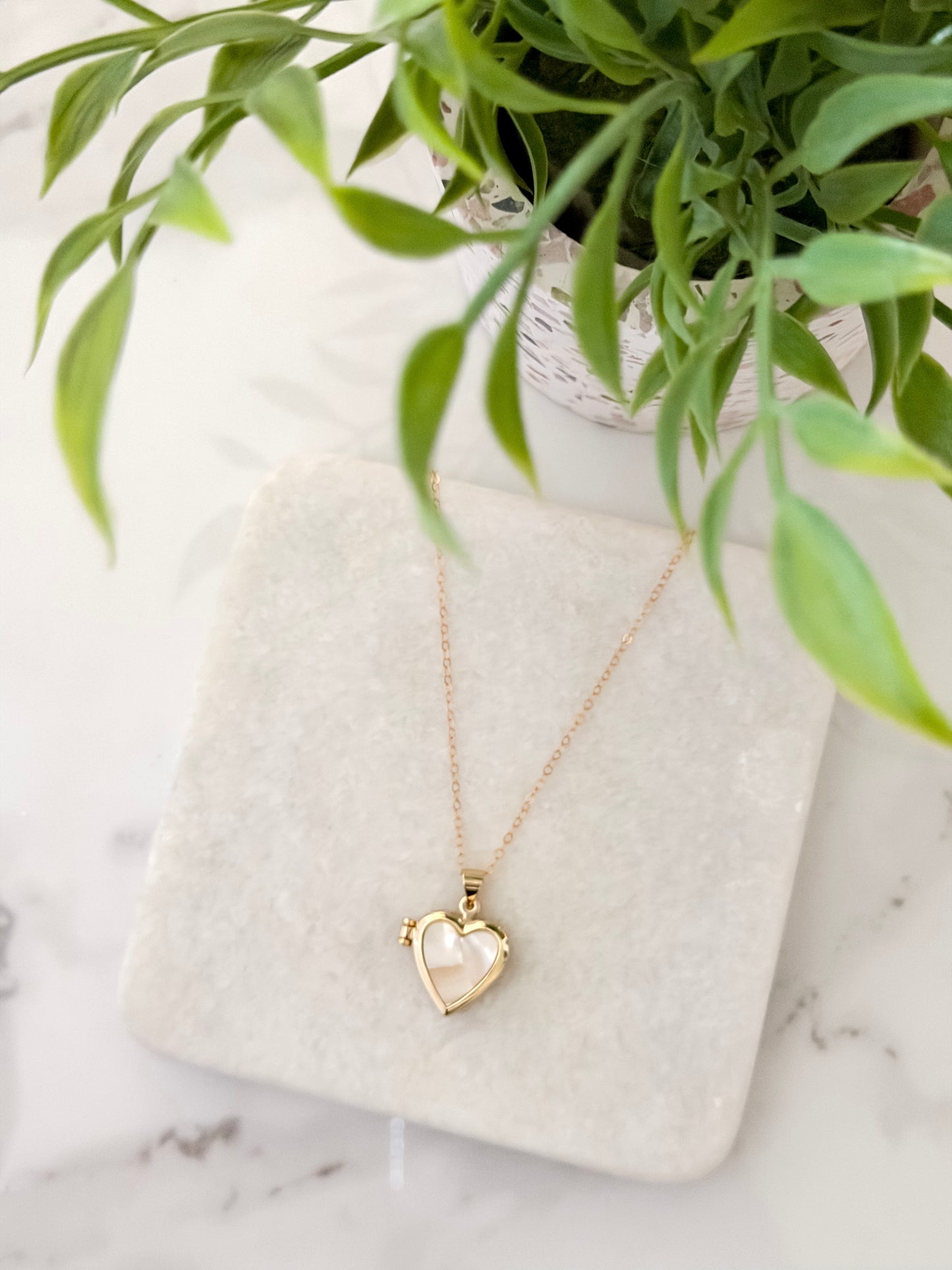 Gold Filled MOP Heart Locket