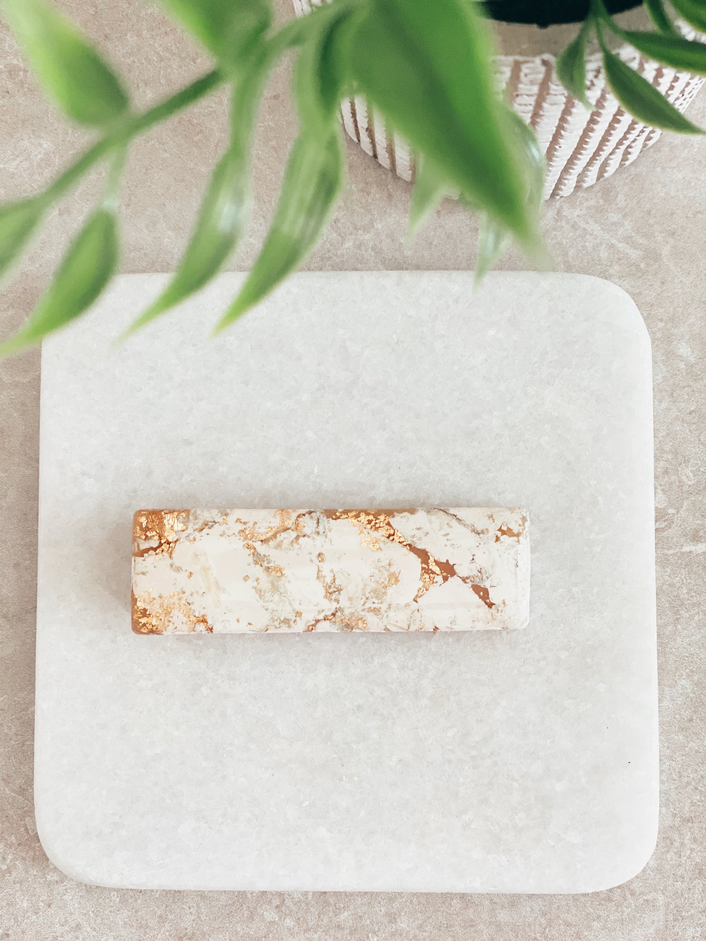 Gold Marbled Resin Barette