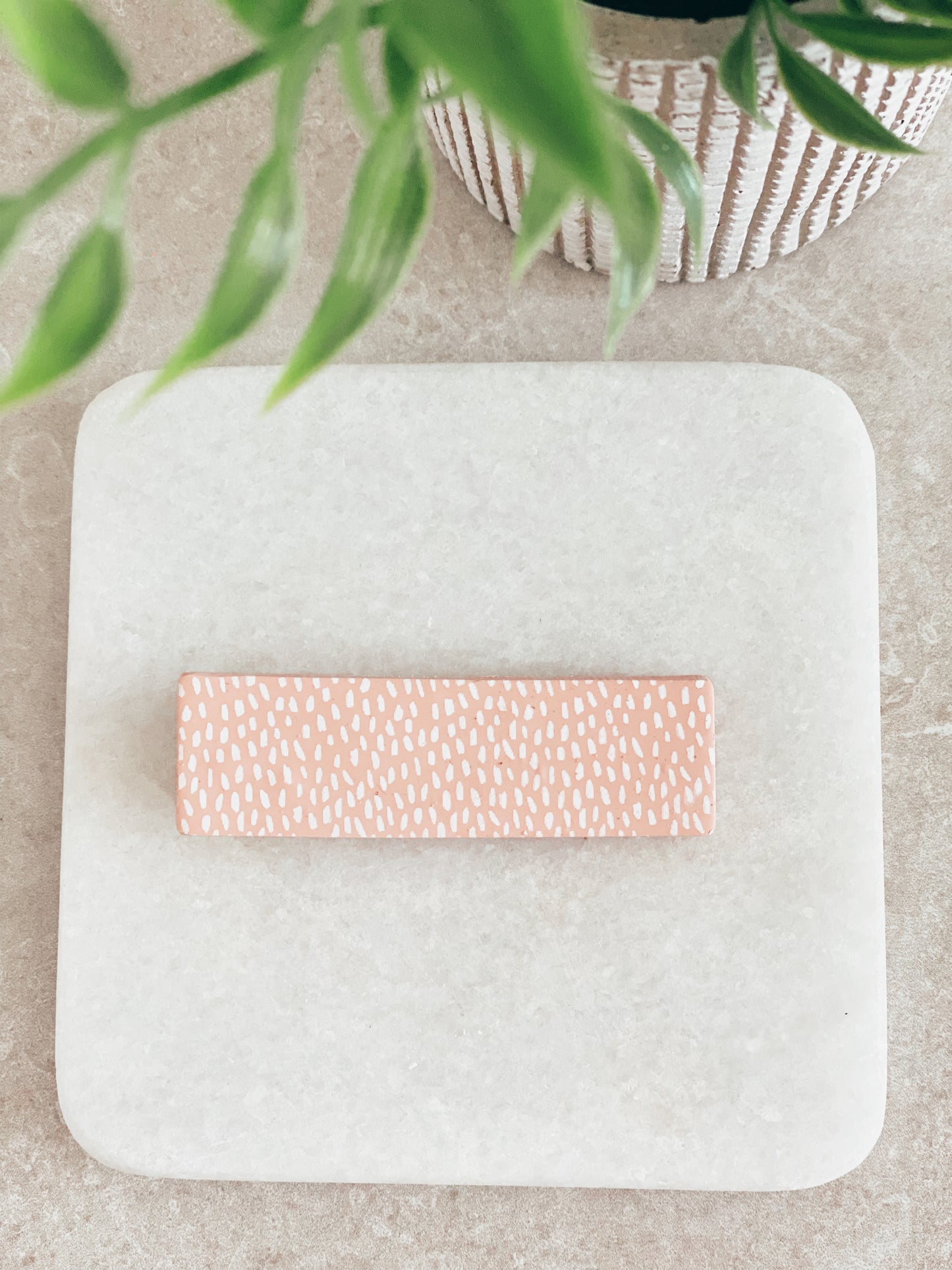 Pink and White Speckle Barette