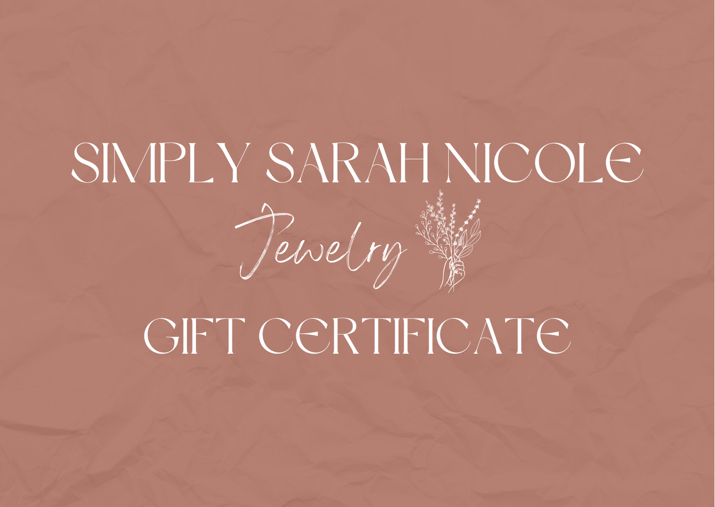Simply Sarah Nicole Jewelry Gift Card