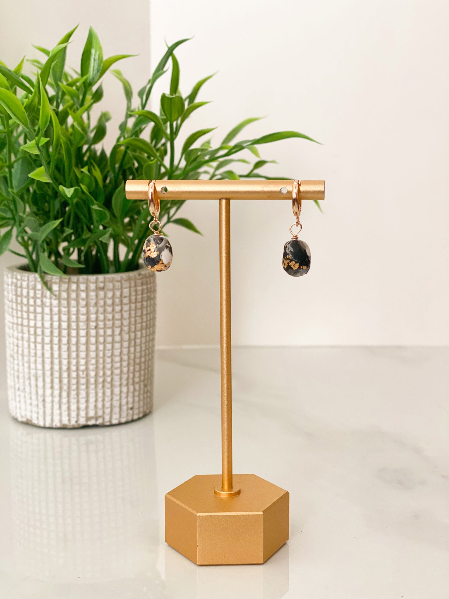 Gold Filled Clay Bead Huggies