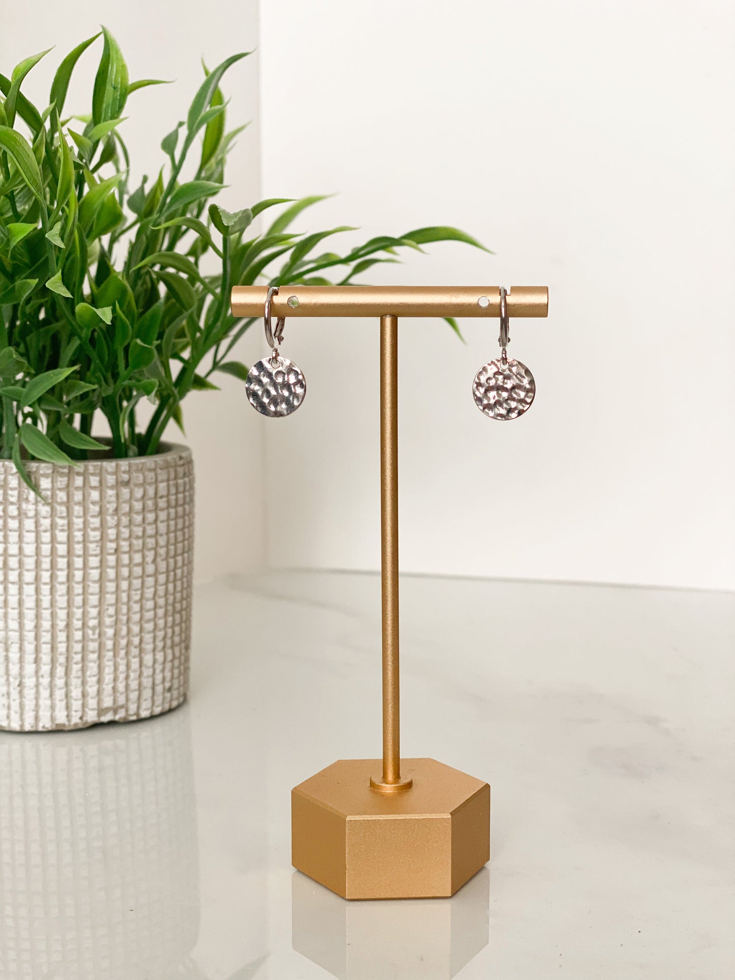 Sterling Silver Hammered Huggies