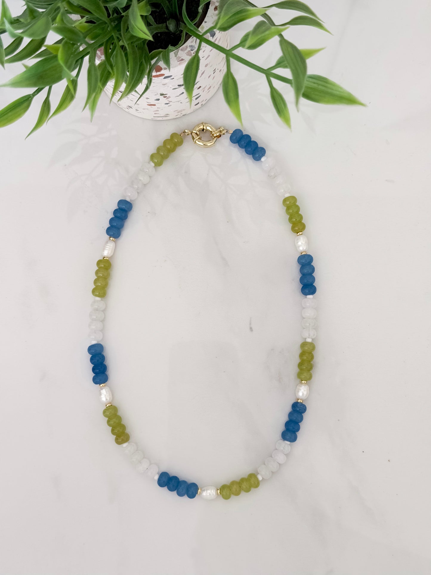 Green and Blue Beaded Necklace