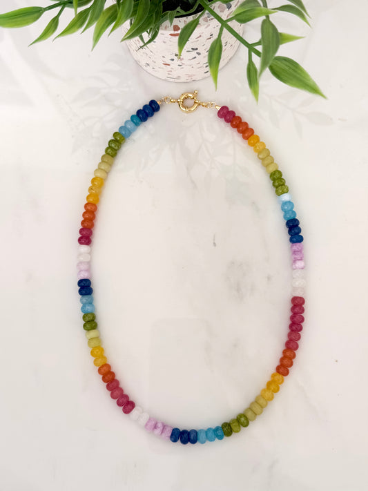 Bright Rainbow Beaded Necklace