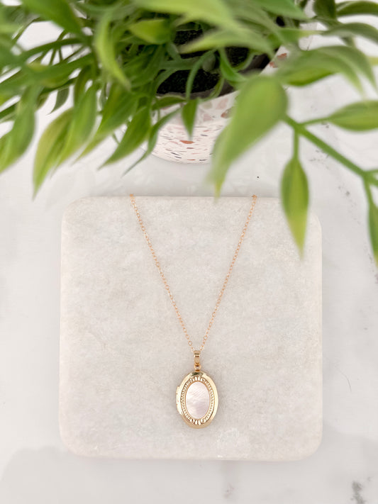 Gold Filled MOP Oval Locket