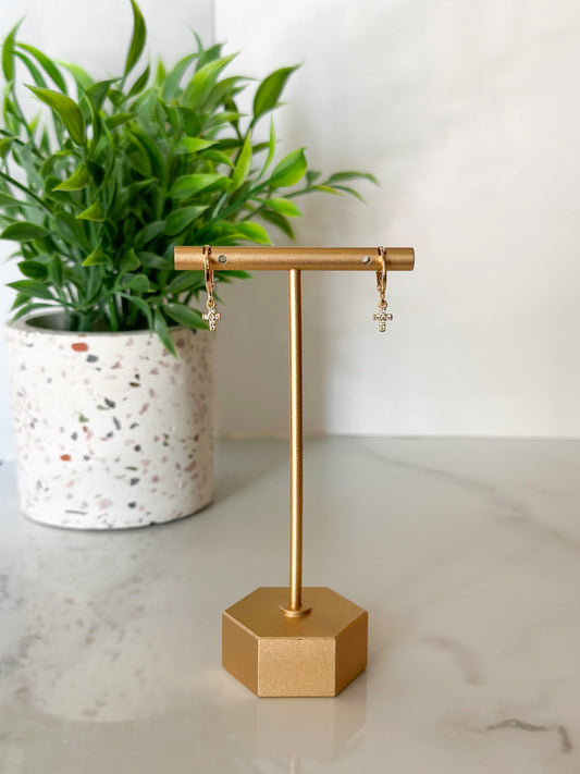 Gold-Filled Cross Earrings