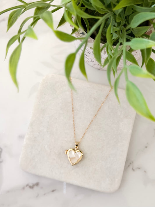Gold Filled MOP Heart Locket