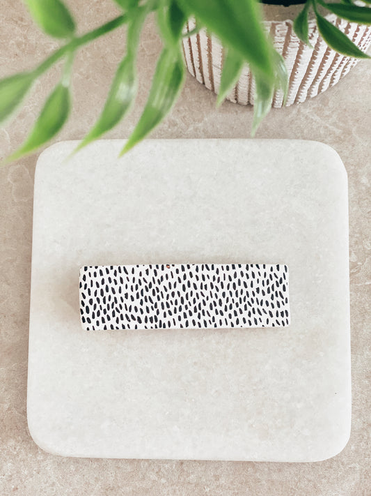 Black and White Speckle Barette