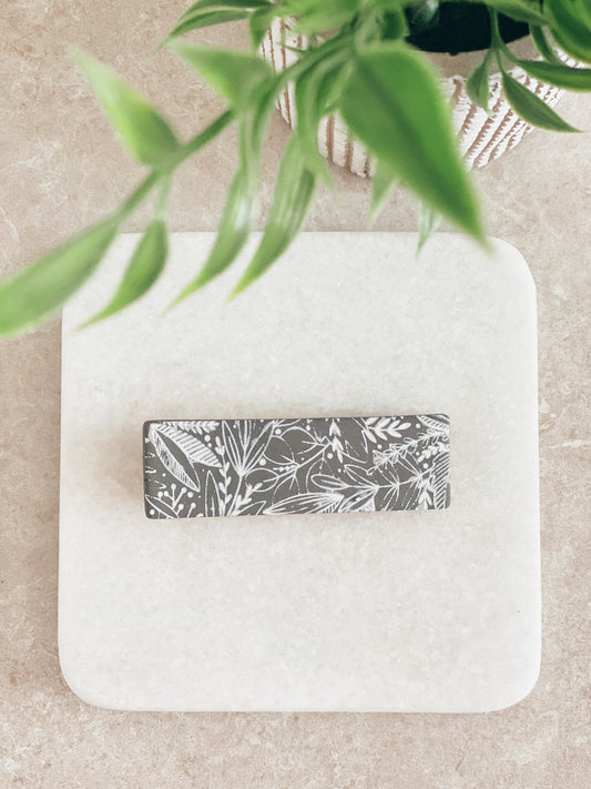 Green Floral Barette