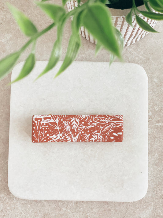 Terracotta Floral Barette