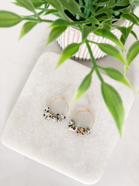 Tan Beaded Hoops